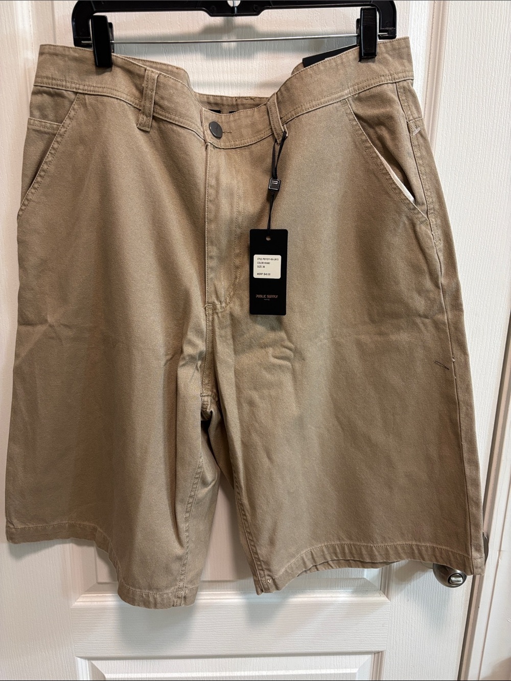 Men's Flat Front Khaki Shorts with Button Closure